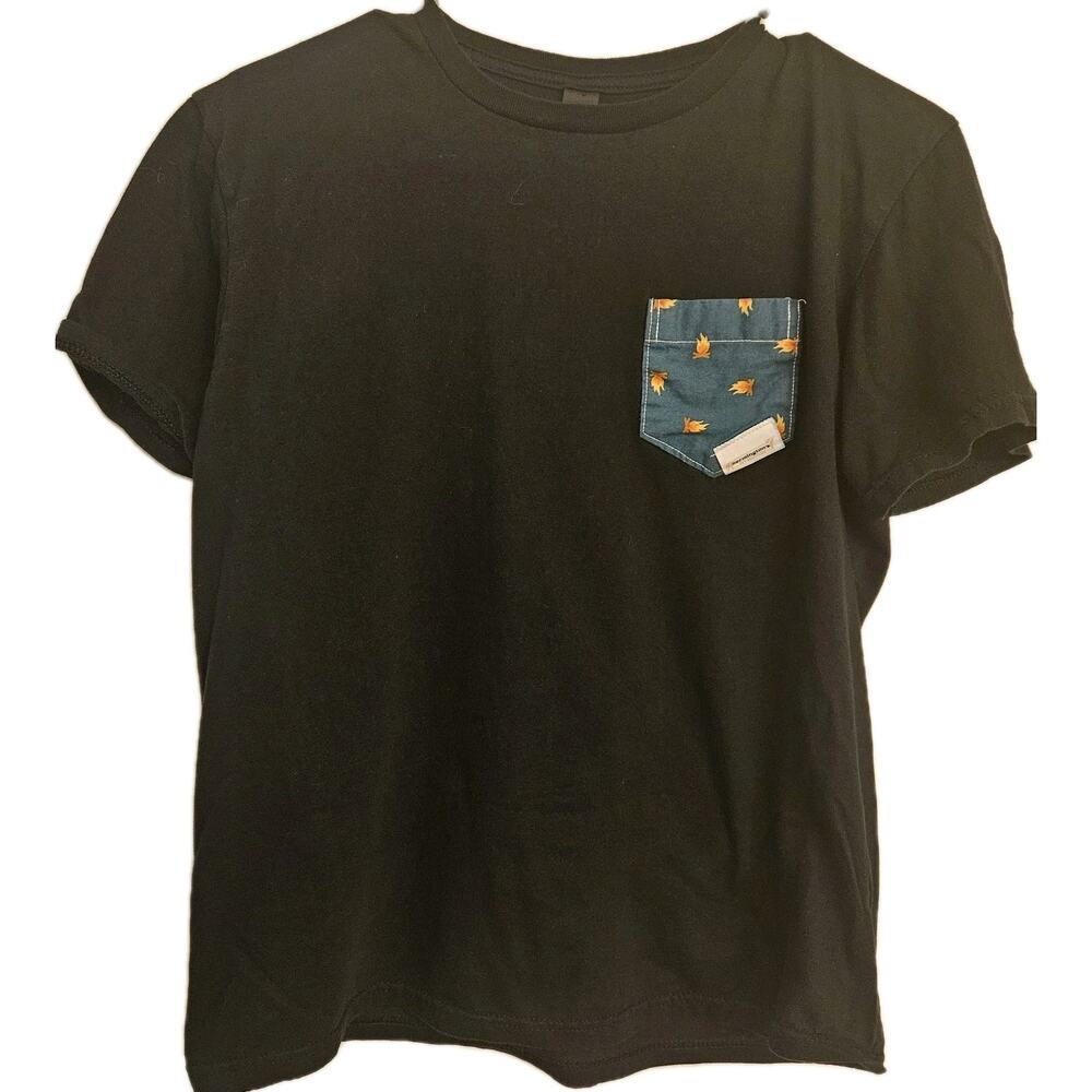 Nermingtons Pet Boutiq Tshirt Mens Size L Black With Pocket Tee Flowers Cotton